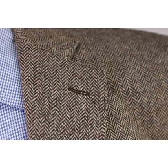 Massimo Dutti Men's Brown Herringbone Tweed 2-Btn Wool Blazer Jacket 44R - Picture 5 of 9